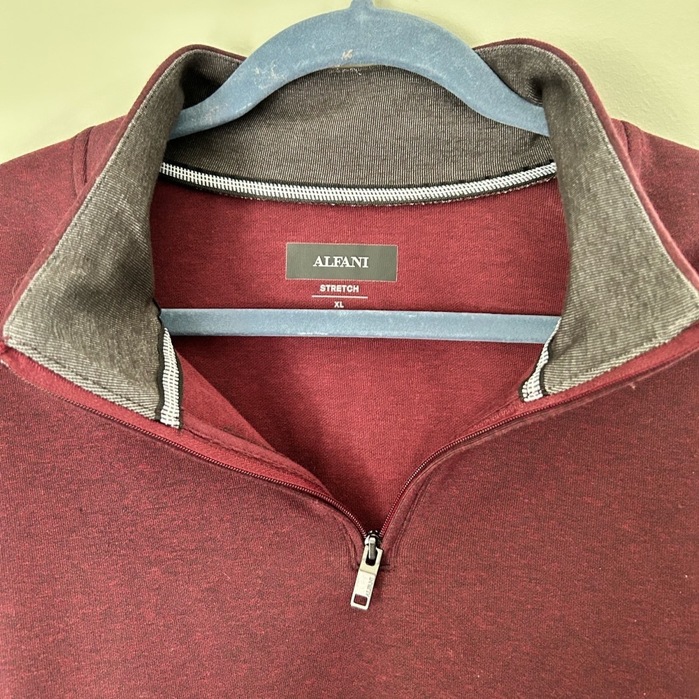 Alfani Men's Maroon Zip-Up Sweater - Picture 3 of 5